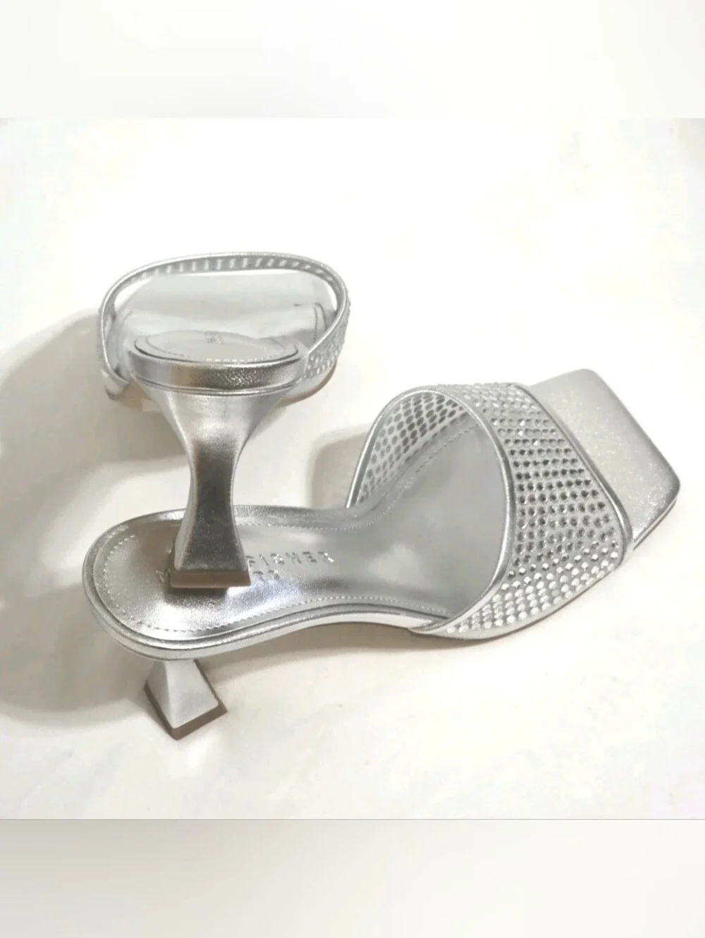 Marc Fisher Delaney Silver Slide Sandal  US 8.5M